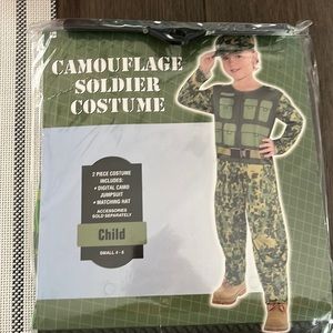 NEW Camouflage Soldier Halloween Dress Up Costume Patriotic Army Small 4-6 Camo